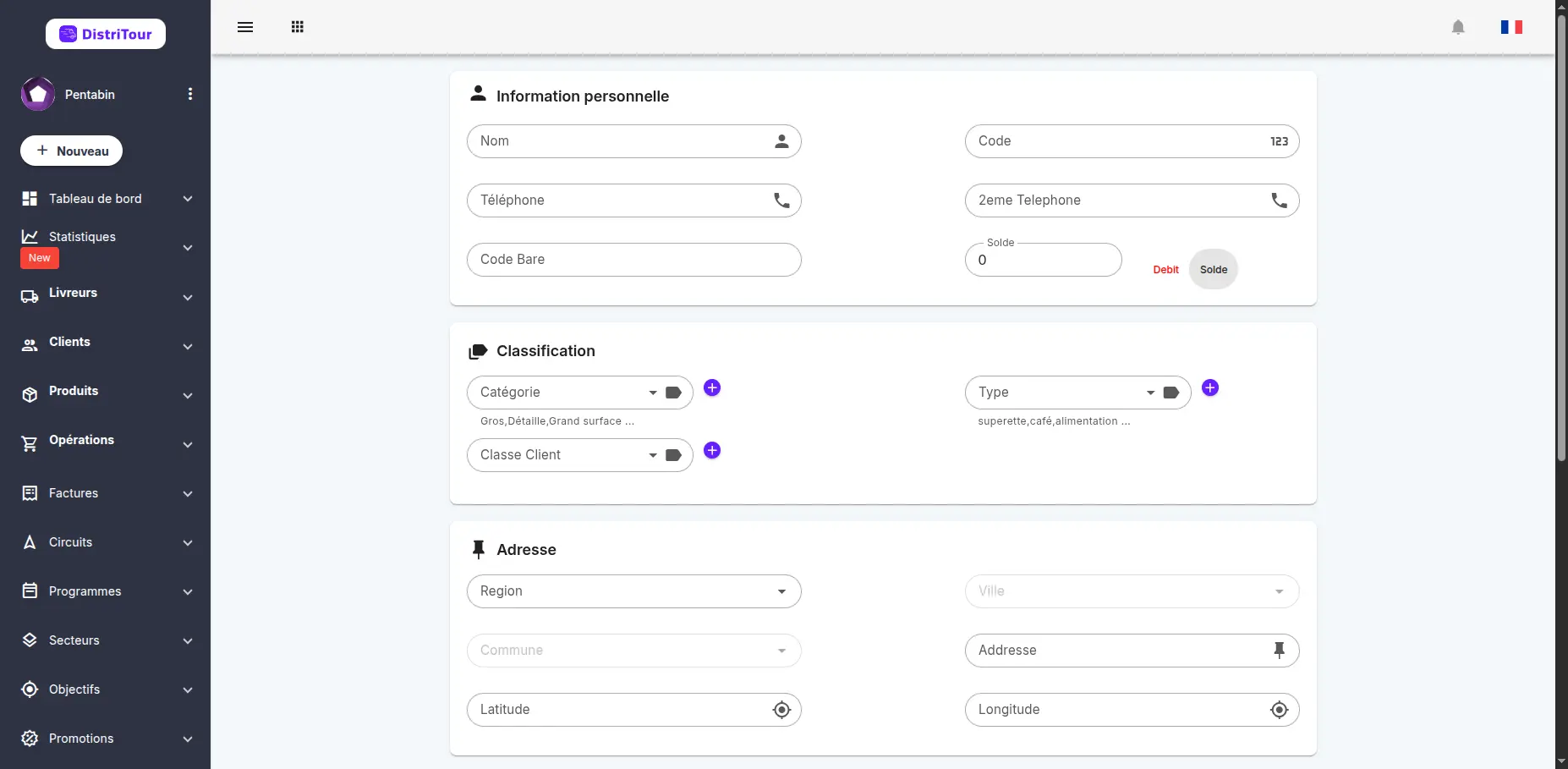 Formulaire client