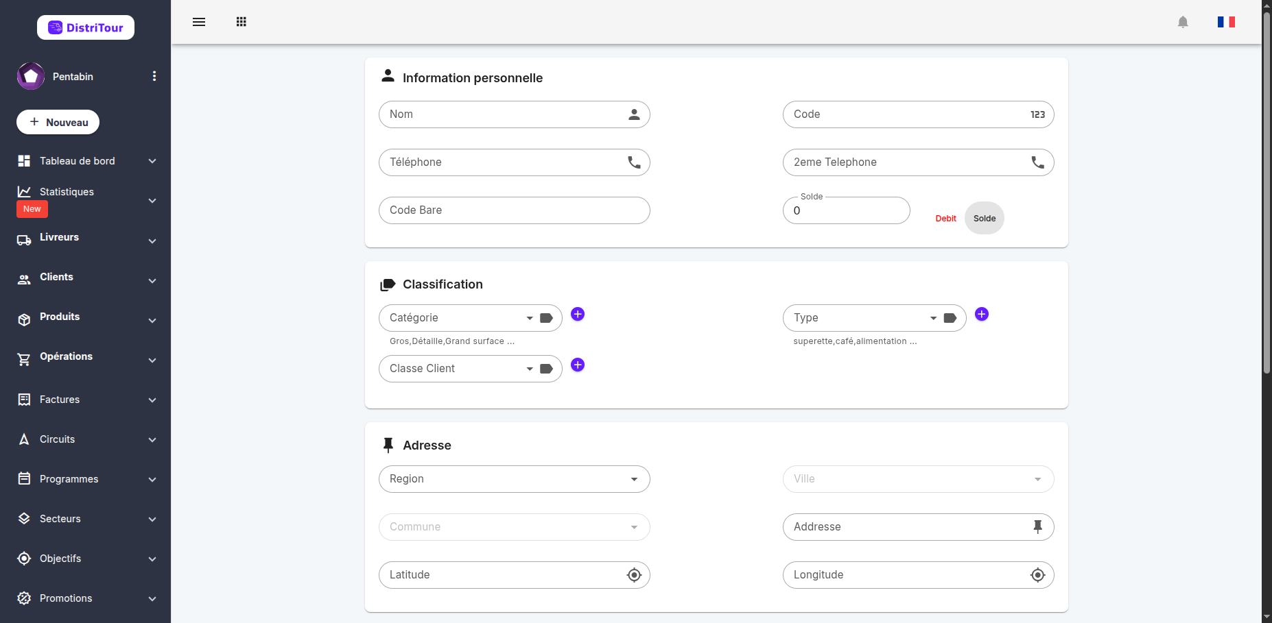 Formulaire client