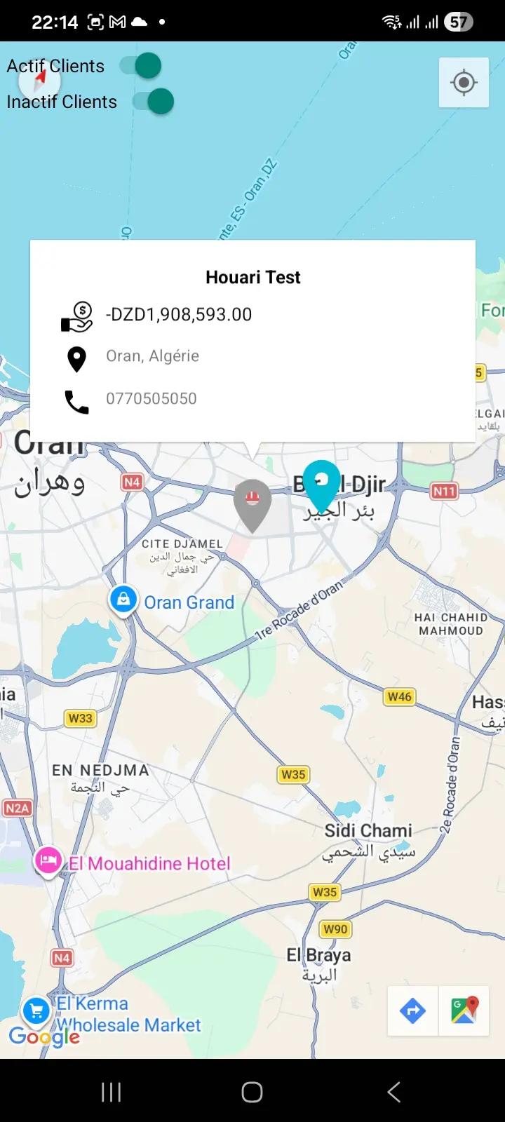 Carte des clients